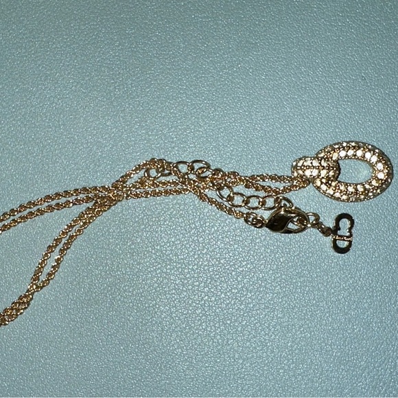 CHRISTIAN DIOR Vintage Oval Crystal Gold Plated Necklace - Picture 11 of 15